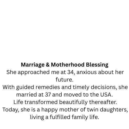 Home marriage & motherhood blessing she approached me at 34, anxious about her future. with guided remedies and timely decisions, she married at 37 and moved to the usa. life transformed beautifully th